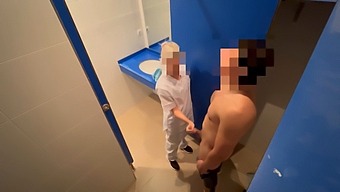 Stealthy Gym Cleaner Caught Masturbating And Given A Blowjob