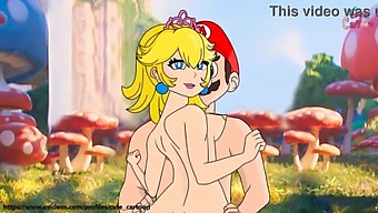 Super Mario And Princess Peach In A Romantic Encounter