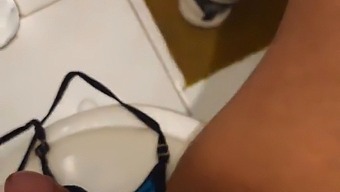 Mature Woman Gives A Sloppy Blowjob In The Restroom